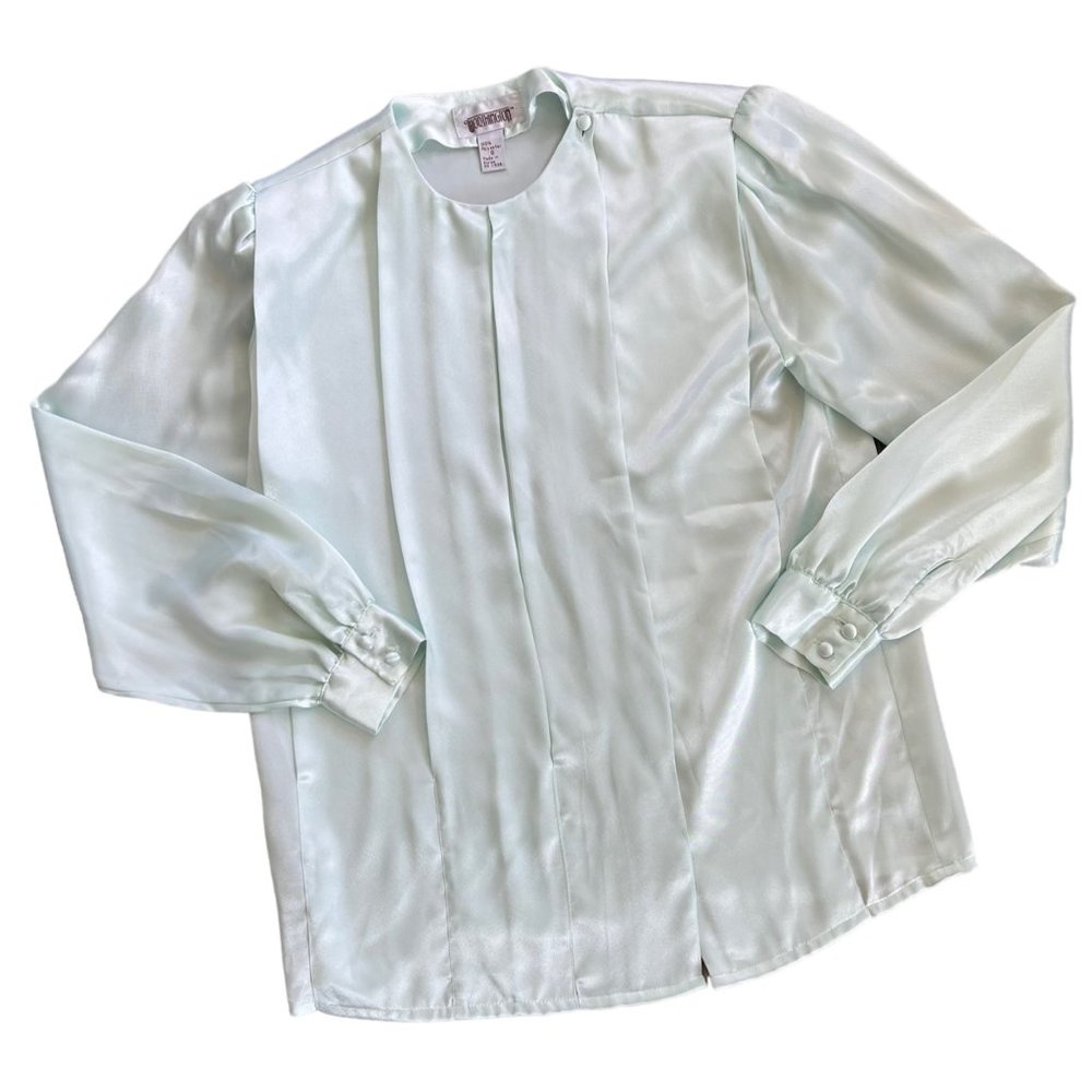 Vintage Worthington Pastel Bubblegum Blue Blouse 8